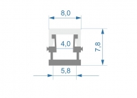 LED profile LP-1205 (8x7.8mm)